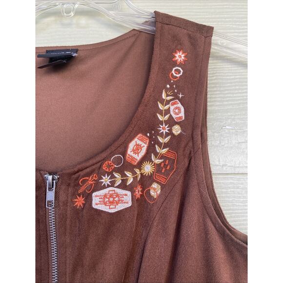 Star Wars Her Universe Han Solo Brown Embroidered Suede Zipper Dress Costume Med - Picture 6 of 11